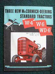 1940s McCORMICK DEERING W 4, W 6, WD 6 TRACTOR BROCHURE  