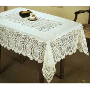   Fashions White 90 Long Crochet Lace Vinyl Tablecloth
