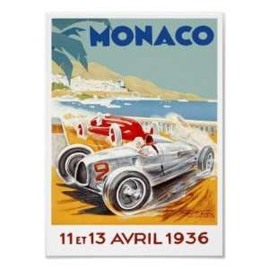    Monaco Grand Prix Vintage Car Racing Ad Posters