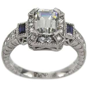 Antique Diamond Sapphire Engagement Ring With GIA CERTIFIED I SI1 
