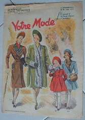 1947 Old French FASHION / MODE Magazine VOTRE MODE # 30  