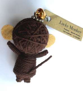 Cute Lucky Monkey Voodoo Doll Keyring Keychain Handmade String Cell 