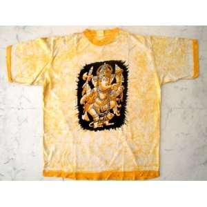 Indian God Deity Ganesha Batik Print Art Ethnic Hippie Unisex Tees 
