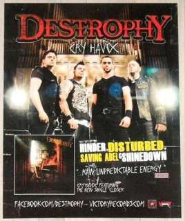 DESTROPHY Cry Havoc 2011 Poster Shinedown Volbeat Red  