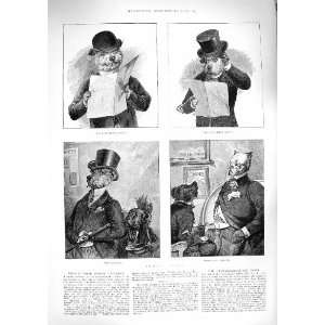  1888 FUNNY DOGS DEBTOR CREDITOR COSTUMES TOP HATS