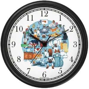  Cat Cartoon Comic Collage Cricle Wall Clock by WatchBuddy 