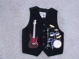 Childrens Wool Monkey Wear Funky Gitar Drum Vest Size 3  