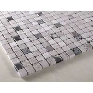  White Sand   5/8x5/8x3/8 Grey Marble Glass Tile