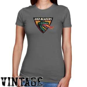  UAB Blazers Ladies Charcoal Distressed Logo Vintage Slim 