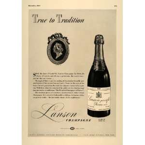1937 Ad Lanson Champagne Louis XV France Bottle NY   Original Print Ad