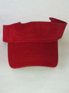 Red Visors One Size (Velcro Strap) 100% Cotton Red  