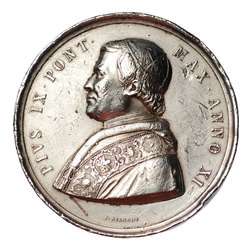 Vatican Pope Pius IX Original Papal Silver Medal by Bianchi  