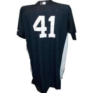 41 Yankees 2010 Spring Training Game Used Home Navy Jersey (Silver 