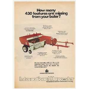  1974 IH International Harvester 430 Baler Photo Print Ad 