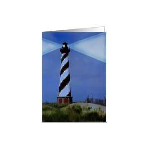 Cape Hatteras Lighthouse Christmas Lights Card