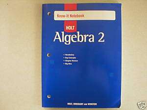 Holt Algebra 2 Know It Notebook 2008 New  