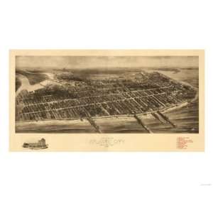 Atlantic City, New Jersey   Panoramic Map Giclee Poster Print, 12x9