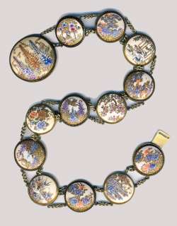 Fine Late 19th C. Japanese Satsuma Pottery Belt or Necklace ~ 23 