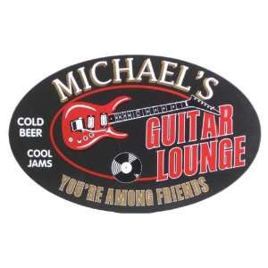   Personalized Guitar Lounge Oval Wood Wall Bar Pub Sign