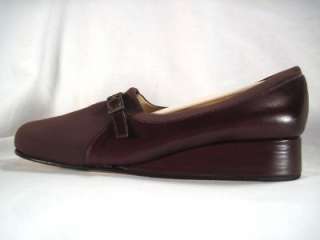 New Rangoni Firenze Vieste brown leather & stretch fabric wedge loafer 