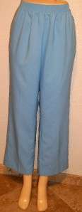 Alia Baby Blue Classic Elastic Waist Polyester Pants Plus Size 16W 1X 