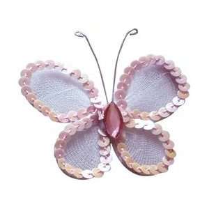  Creative Charms Sequined Butterfly 2/Pkg Pink; 3 Items 