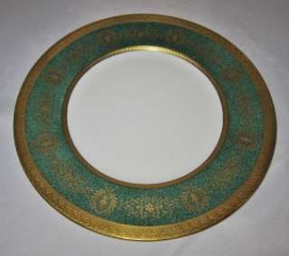 Coalport LADY ANNE Green Dinner Plate, Gold Encrusted  