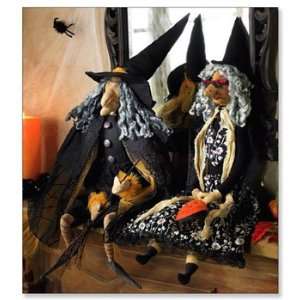   HALLOWS WITCH SHELF SITTER   GERTY FIGURINE WITH BROOM