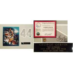 George Gervin Signed Spurs 24x18 Number Piece w/Ice 