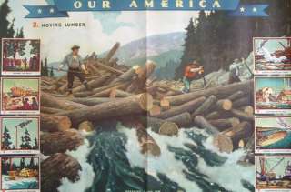 Our America,moving lumber Coca cola 1943 ecology poster  