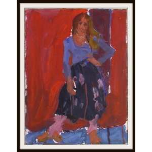 com Woman in Blue, Original Figurative Oil Painting By Carmel Artist 