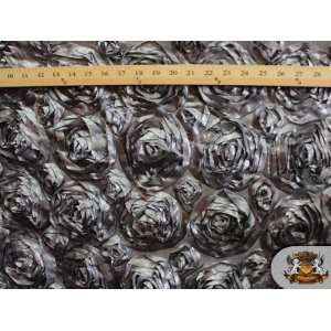  Acrylic Satin Grey Rosette Fabric / 58 60 Wide / Sold By 
