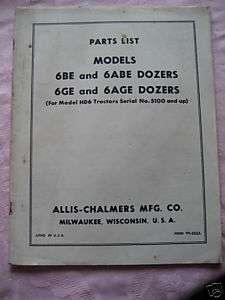 Allis Chalmers HD6 Crawler Parts Manual  