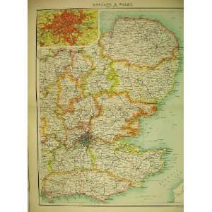  England Wales Map 1898 London Strait Dover North Sea