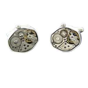  Silver Antique Watch Movement Cufflinks 