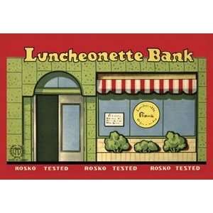  Luncheonette Bank Storefront   12x18 Framed Print in Gold 