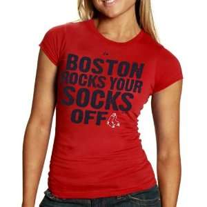  Majestic Boston Red Sox Ladies Red Socks Off T shirt 