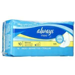 Always Regular Maxi Pads with Wings Unscented 10 ct (Quantity of 5)