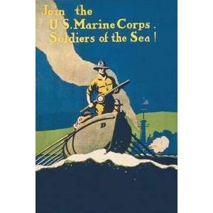 Vintage Art Join the U.S. Marine Corps   Soldiers of the Sea   Giclee 