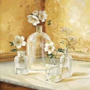 White Flowers and Bottles I by Karin Valk. Size 27.5 inches width by 