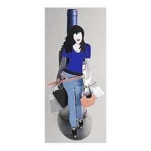  Shopaholic silhouette handmade metal art wine bottle 
