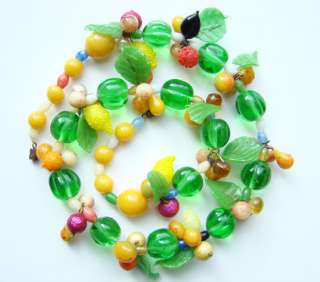    40 Colorful Venetian Art Glass Bead Fruit Necklace Fabulous  