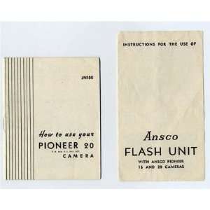  Ansco Pioneer 20 Camera Booklet & Flash Instructions 