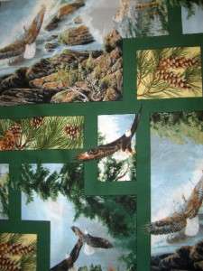 American Bald Eagles Pine Trees, Cones & Nature Quilt Fabric 6 Yards 