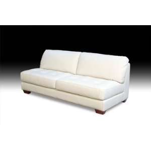  Zen White Leather Armless Sofa