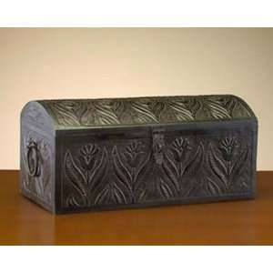 Embossed Metal Box with Dome Lid Floral Motif 