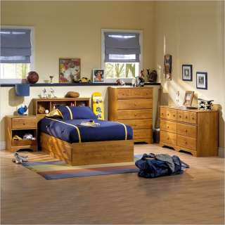 South Shore Amesbury Kids Twin Wood Captains Bed 3 PC Country Pine 