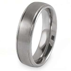  Grooved Brushed and Polished Tungsten Carbide Ring (6.5 mm 