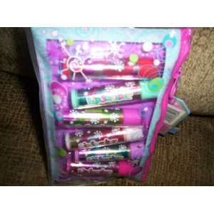  Lip Smackers Zip N Go Bag/Cherry/Candy Cane/Strawberry 