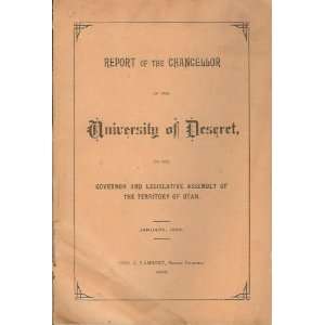   The Territory OF Utah, January 1892 Chancellor Robert Harkness Books